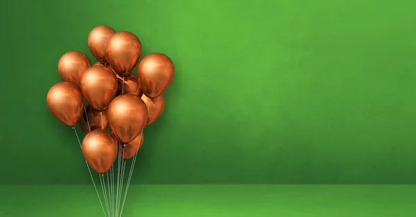 Yeşil Duvar Arka Planında Bakır Balonlar Yatay Pankart Illüstrasyon Oluşturucu — Stok fotoğraf