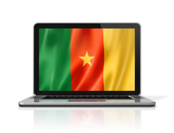 Cameroon Flag Laptop Screen Isolated White Illustration Render — Stock Photo, Image