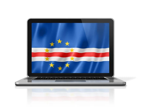 Cape Verde Flag Laptop Screen Isolated White Illustration Render — Stock Photo, Image
