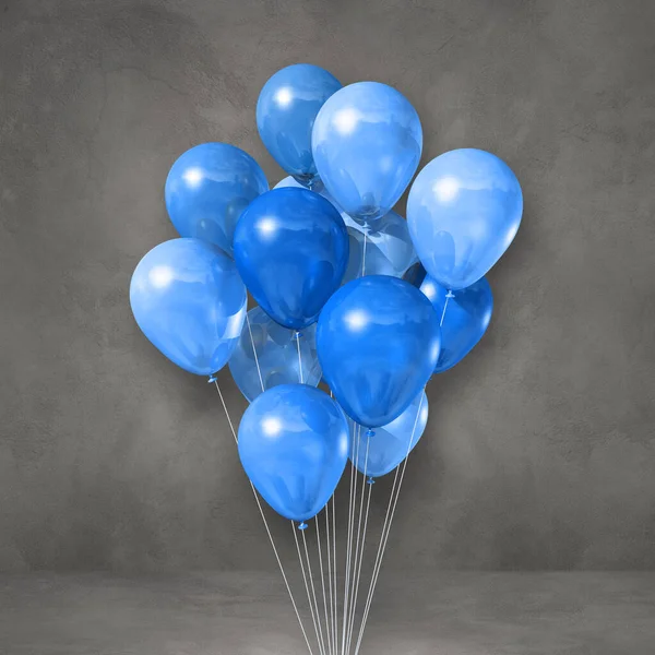 Mavi Balonlar Gri Duvar Arka Planında Toplanmış Illüstrasyon Oluşturucu — Stok fotoğraf