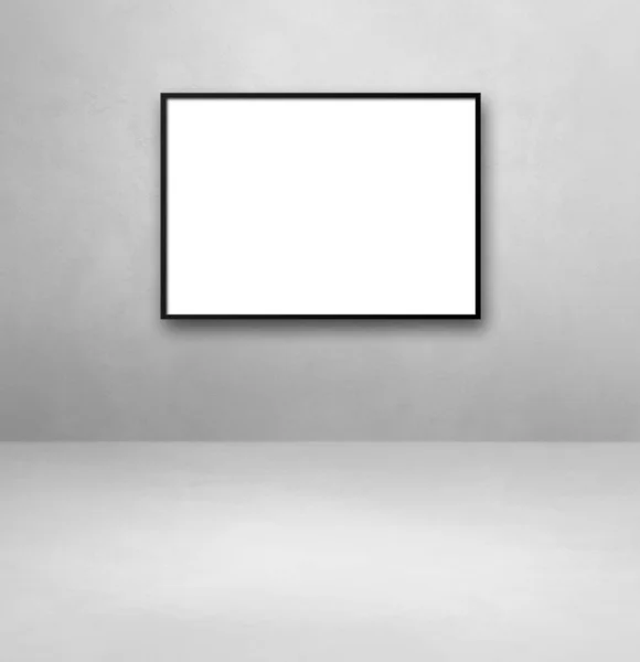 Black Picture Frame Hanging Light Grey Wall Blank Mockup Template — Stock Photo, Image