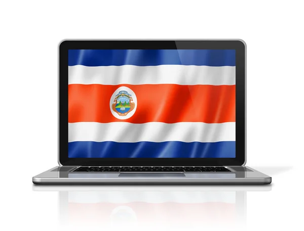 Bandera Costa Rica Pantalla Portátil Aislada Blanco Renderizado Ilustración —  Fotos de Stock