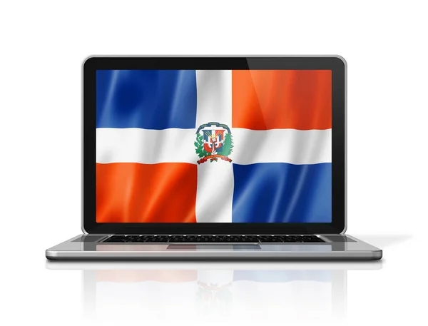 Bandeira República Dominicana Tela Laptop Isolado Branco Renderização Ilustração — Fotografia de Stock