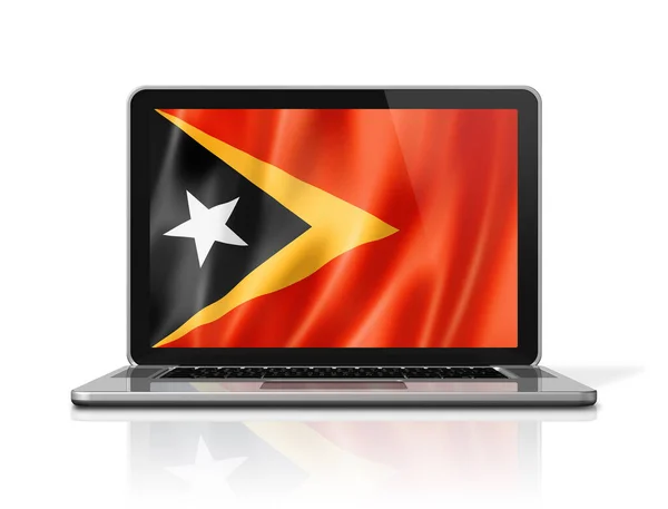 Bandeira Timor Leste Tela Laptop Isolada Branco Renderização Ilustração — Fotografia de Stock