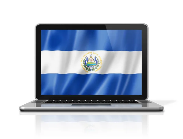 엘살바도르에서는 흰색으로 표시된 노트북 화면에 깃발을 그린다 렌더링 — 스톡 사진