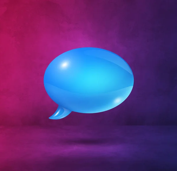 Mor Kare Arkaplanda Izole Edilmiş Mavi Konuşma Balonu — Stok fotoğraf