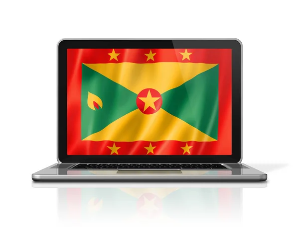 Grenada Flag Laptop Screen Isolated White Illustration Render — Stock Photo, Image
