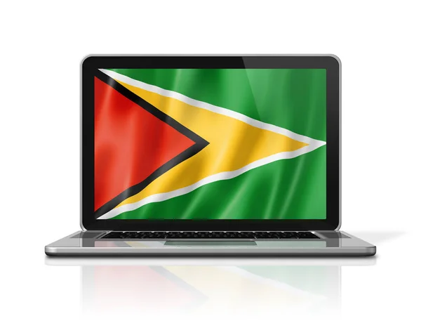 Guyana Flag Laptop Screen Isolated White Illustration Render — Stock Photo, Image