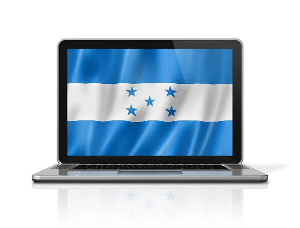 Dizüstü Bilgisayardaki Honduras Bayrağı Beyaza Izole Edildi Illüstrasyon Oluşturucu — Stok fotoğraf
