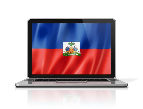 Haiti Flag Laptop Screen Isolated White Illustration Render — Stock Photo, Image
