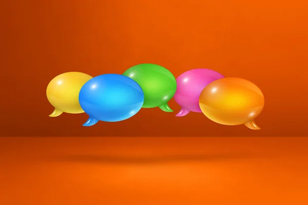 Multicolor Beszéd Buborékok Elszigetelt Narancs Alapon — Stock Fotó