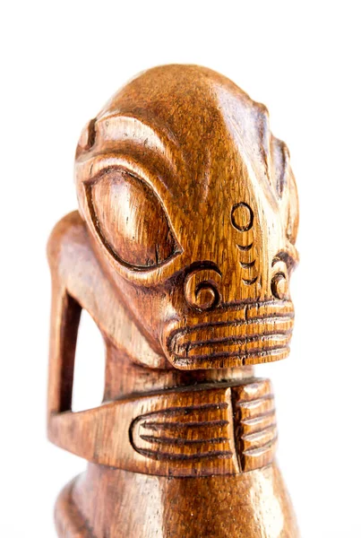 Traditional Wooden Polynesian Tiki Marquesas Islands Isolated White Background — Stock Photo, Image