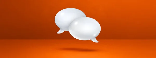 Белые Пузыри Речи Изолированы Фоне Оранжевого Баннера — стоковое фото