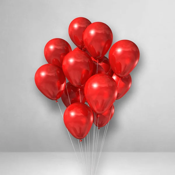 Red Balloons Bunch White Wall Background Illustration Render — Stock Photo, Image