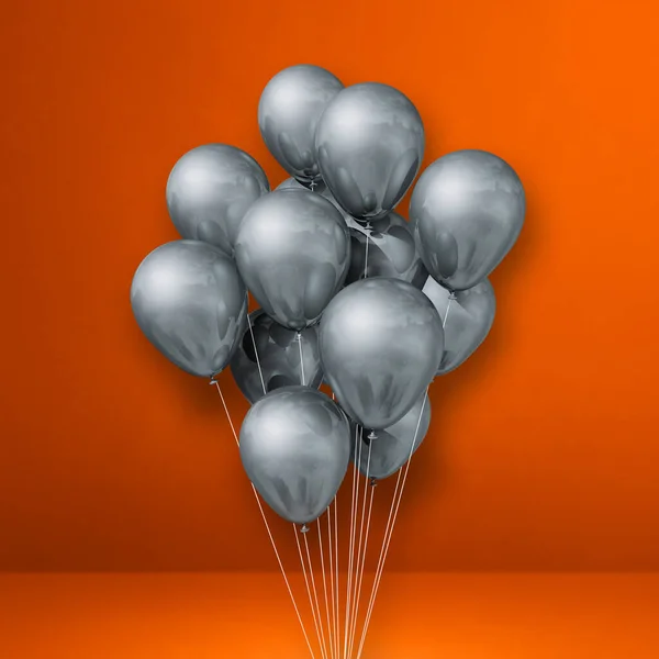 Ασημένια Μπαλόνια Πορτοκαλί Φόντο Τοίχου Απεικόνιση — Φωτογραφία Αρχείου