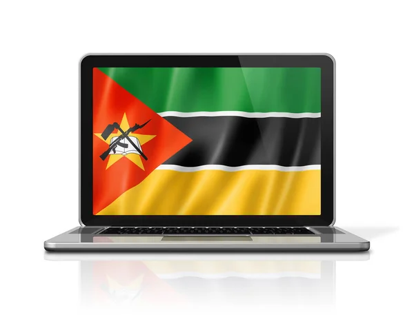 Laptop Ekranındaki Mozambik Bayrağı Beyaza Izole Edilmiş Illüstrasyon Oluşturucu — Stok fotoğraf