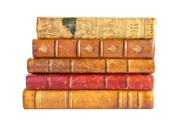 Stack Old Books Isolated White Background — Stock Photo, Image