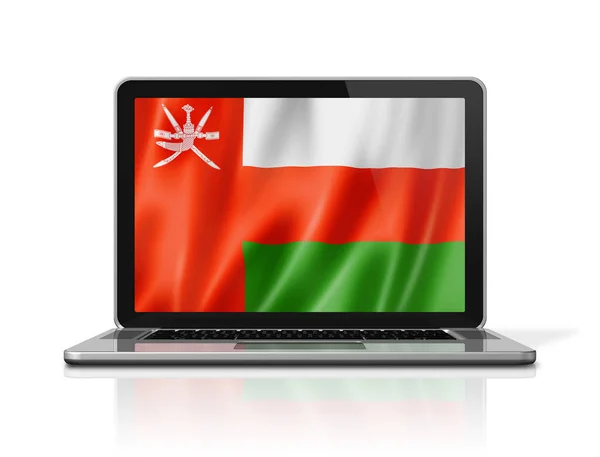 Oman Flag Laptop Screen Isolated White Illustration Render — Stock Photo, Image