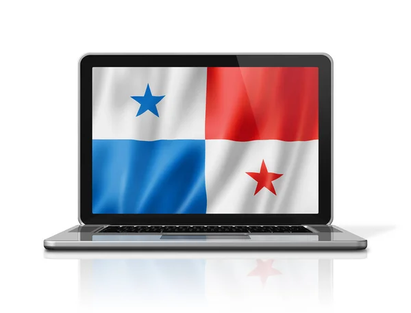 Bandeira Panamá Tela Laptop Isolada Branco Renderização Ilustração — Fotografia de Stock