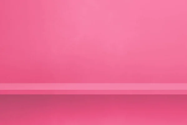 Empty Shelf Pink Wall Background Template Scene Horizontal Backdrop — Stock Photo, Image