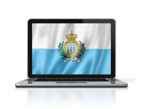 Bandeira San Marino Tela Laptop Isolada Branco Renderização Ilustração — Fotografia de Stock