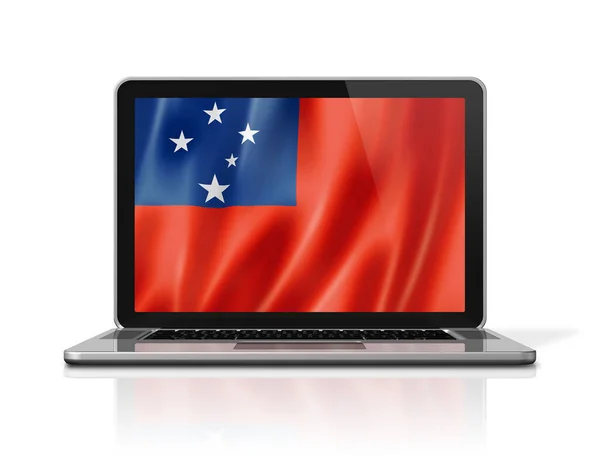 Bandeira Samoa Tela Laptop Isolado Branco Renderização Ilustração — Fotografia de Stock
