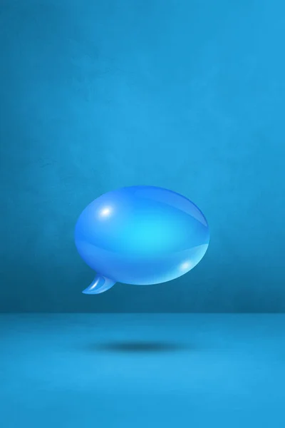 青色垂直背景下隔离的3D蓝色语音气泡 — 图库照片