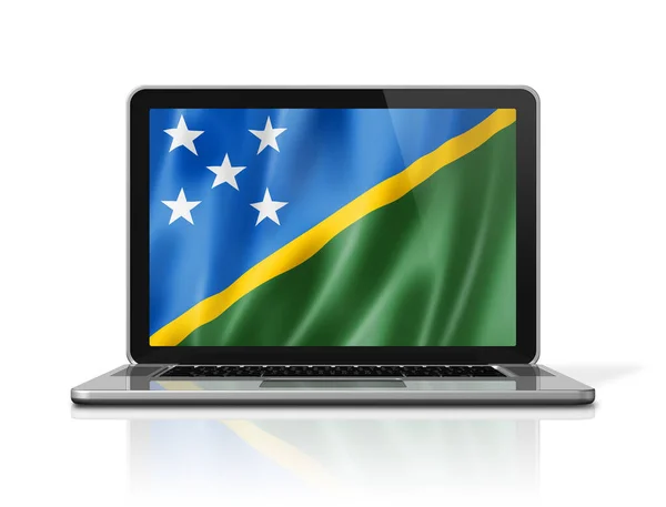 Solomon Islands Flag Laptop Screen Isolated White Illustration Render — Stock Photo, Image