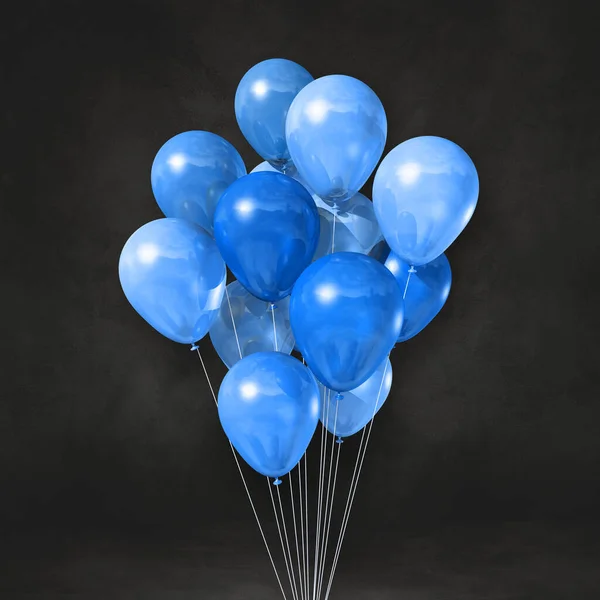 Modré Balónky Pozadí Černé Zdi Vykreslení Ilustrací — Stock fotografie