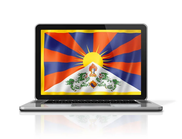 Bandera Del Tíbet Pantalla Portátil Aislada Blanco Renderizado Ilustración — Foto de Stock