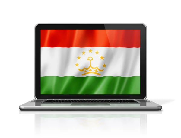 Tajikistan Flag Laptop Screen Isolated White Illustration Render — Stock Photo, Image