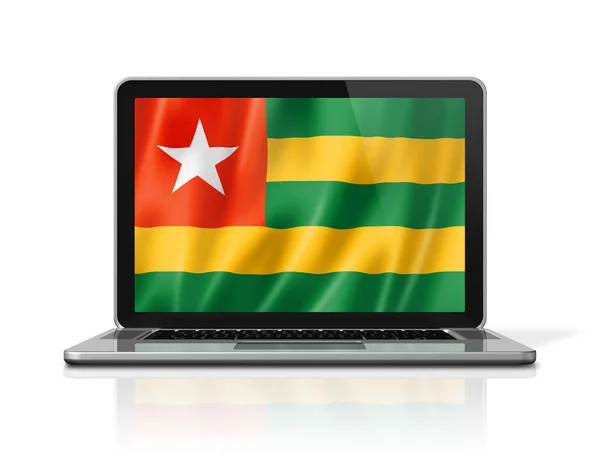 Togo Flag Laptop Screen Isolated White Illustration Render — Stock Photo, Image