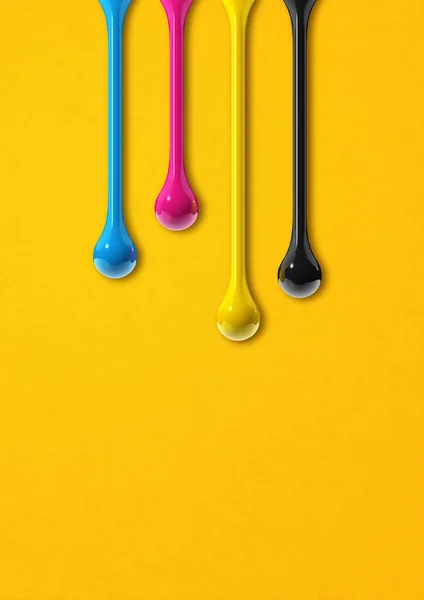 黄色の紙の背景に単離された3Dクムインク滴 イラスト — ストック写真