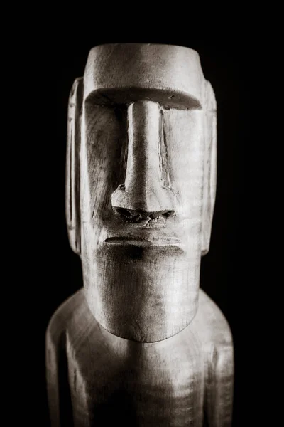 Traditional Wooden Statue Moai Easter Island Black White — Stock Photo, Image