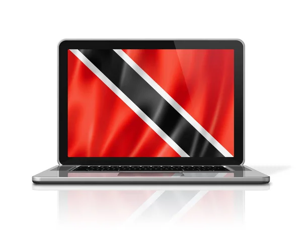 Trinidad Tobago Vlajka Obrazovce Notebooku Izolované Bílém Vykreslení Ilustrací — Stock fotografie