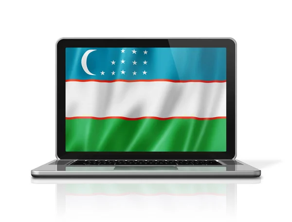 Uzbekistan Flagga Bärbar Skärm Isolerad Vit Illustration Återgivning — Stockfoto