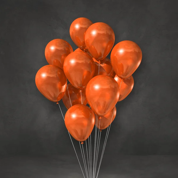橙色气球堆在黑墙的背景上 3D插图渲染 — 图库照片