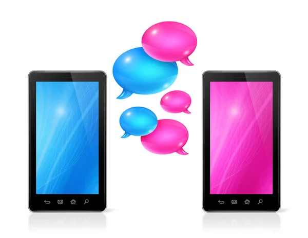 Tekstballonnen en mobiele telefoons — Stockfoto