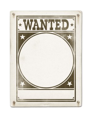 wanted poster üzerinde beyaz izole