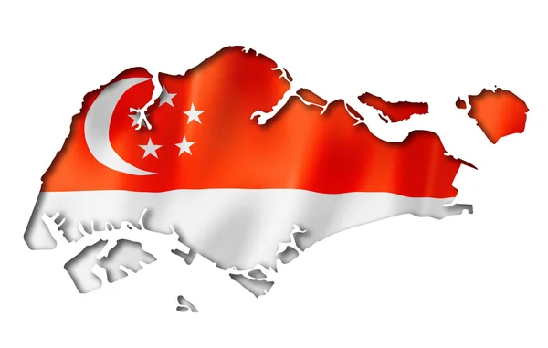 싱가포르 깃발 지도 — 스톡 사진