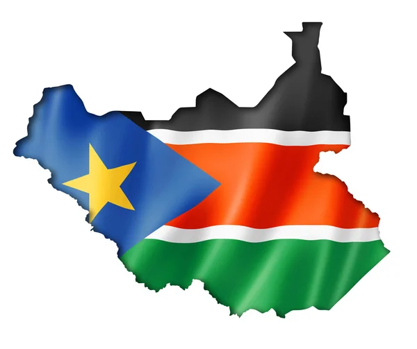 Jižní Súdán vlajky mapa — Stock fotografie