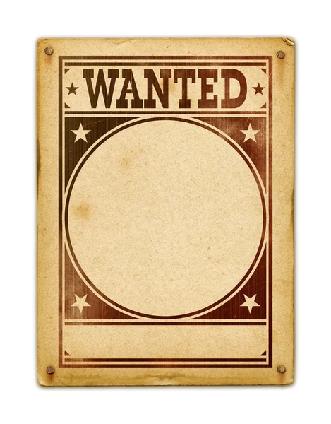 Wanted poster üzerinde beyaz izole — Stok fotoğraf