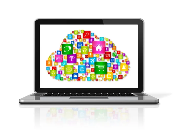 Cloud computing-laptop — Stockfoto