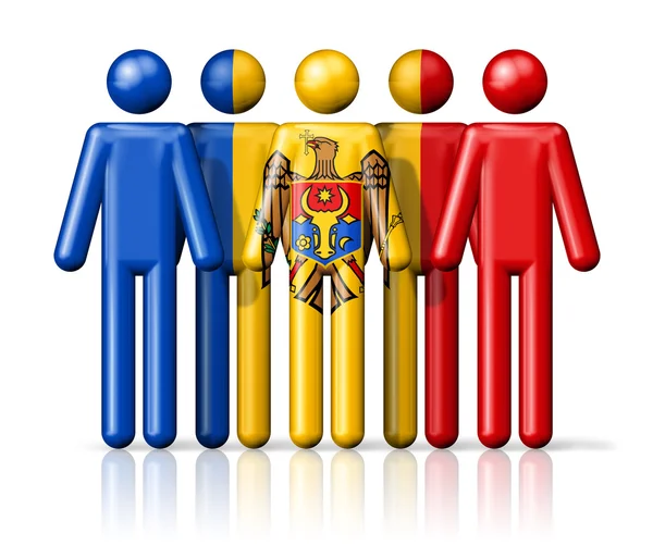 Flag of Moldova on stick figure — Stock Photo, Image