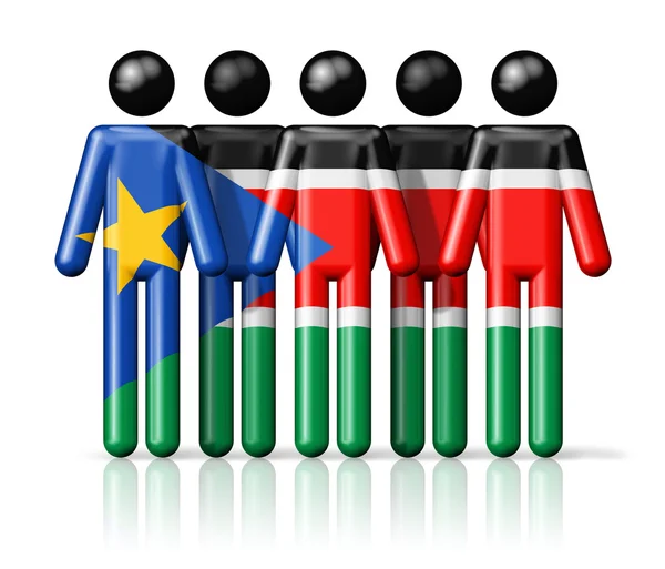 Bandiera del Sud Sudan sulla figura bastone — Foto Stock