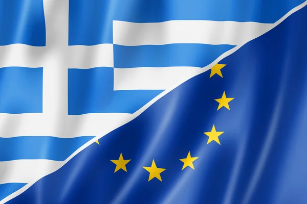 Bandera de Grecia y Europa —  Fotos de Stock