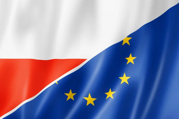 Bandera de Polonia y Europa — Foto de Stock