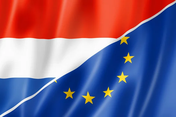 Netherlands and Europe flag — стокове фото