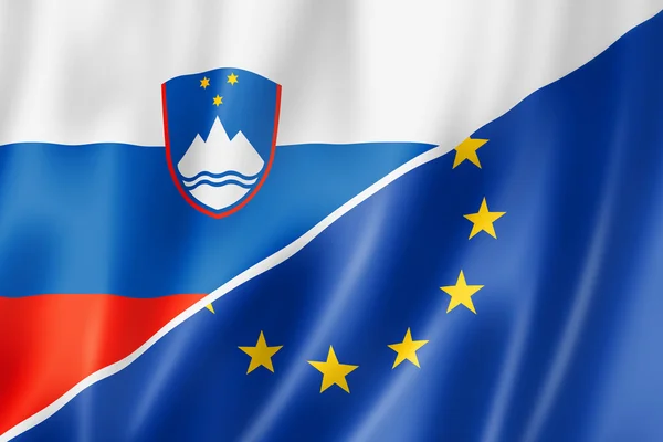 Bandera de Eslovenia y Europa — Foto de Stock