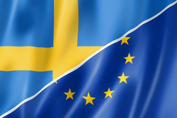 Bandera de Suecia y Europa — Foto de Stock